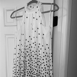 Jessica Simpson Sz 8 White and Black Polka Dot Sleeveless Dress